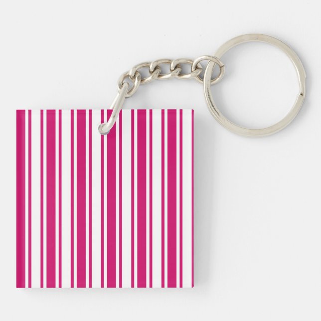 Cerise and white candy stripes key ring (Back)