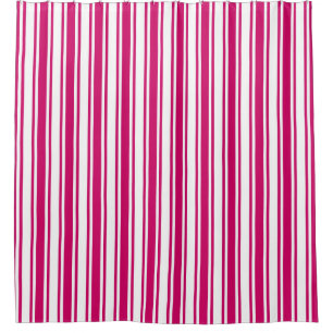 Cerise and white candy stripes shower curtain