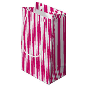 Cerise and white candy stripes small gift bag