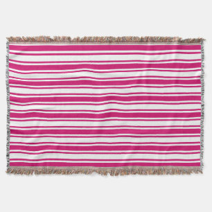 Cerise and white candy stripes throw blanket