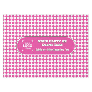 Cerise Diamonds - Custom Central Text & Logo Event Tablecloth