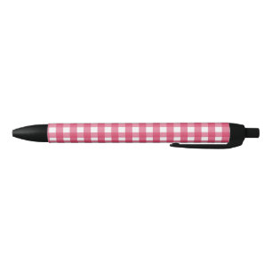 Cerise gingham black ink pen