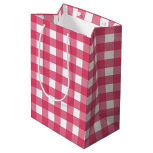 Cerise gingham medium gift bag