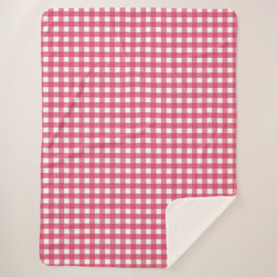 Cerise gingham sherpa blanket