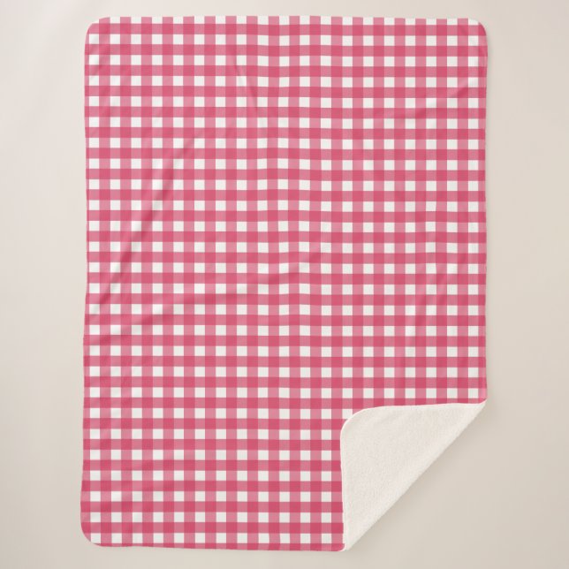 Cerise gingham sherpa blanket (Front)