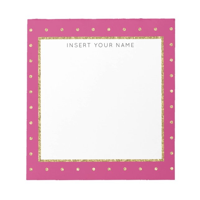 Cerise & Gold Personalised Notepad 5.5" x 6" (Front)