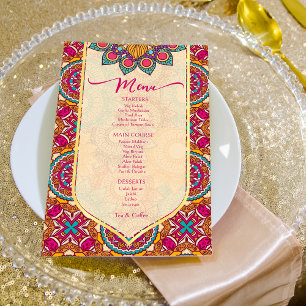 Cerise mandala rangoli personalised menu template