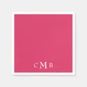 Cerise Monogram Wedding Cocktail Napkin