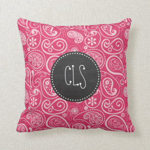 Cerise Paisley; Floral; Retro Chalkboard Cushion