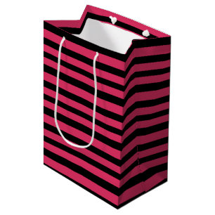 Cerise Pink and Black Stripes Medium Gift Bag