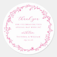 Cerise Pink Botanical Wreath Wedding Favour