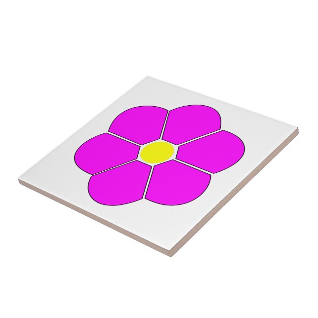 Cerise Pink Flower Design Ceramic Tile (Side)
