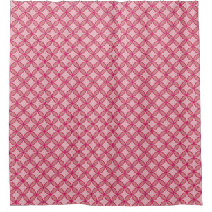 Cerise pink interlocking circles flower pattern shower curtain