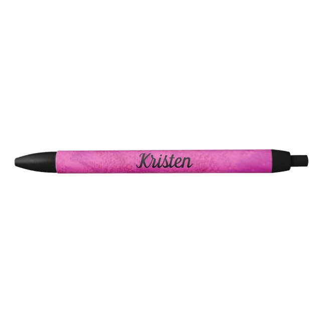Cerise Pink Paint Pattern Black Ink Pen (Front)