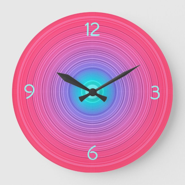 Cerise Pink with Aqua Centre> Wall Clock (Front)