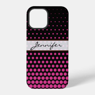 Cerise Polka Dot Elegant Modern Black iPhone 12 Pro Case