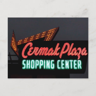 Cermak Plaza, Neon Sign In Berwyn Il. Postcard