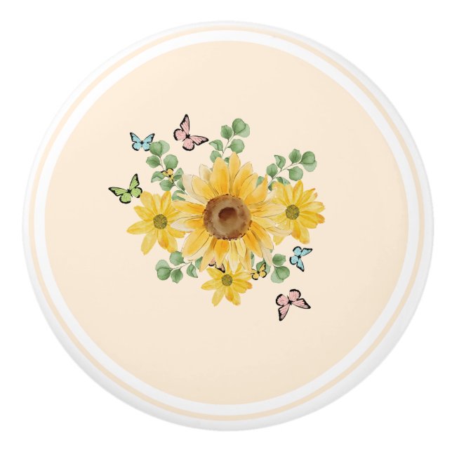 cermic draw knob floral butterfly (Front)
