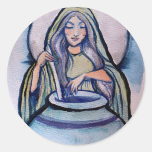 Cerridwen Crone Witch Classic Round Sticker
