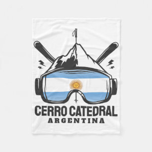 Cerro Catedral Argentina Ski Resort Retro Skiing Fleece Blanket