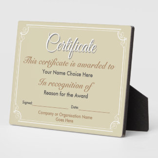 Certificate Award Plaque