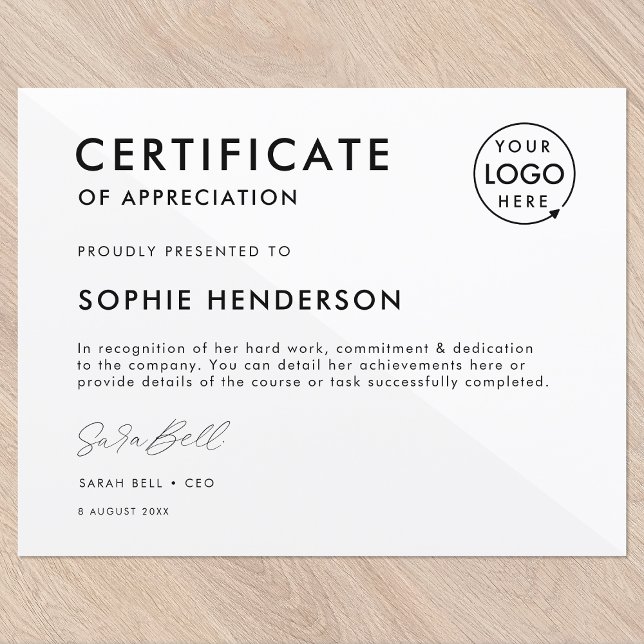 Certificate | Modern Business Logo Award Template (Creator Uploaded)