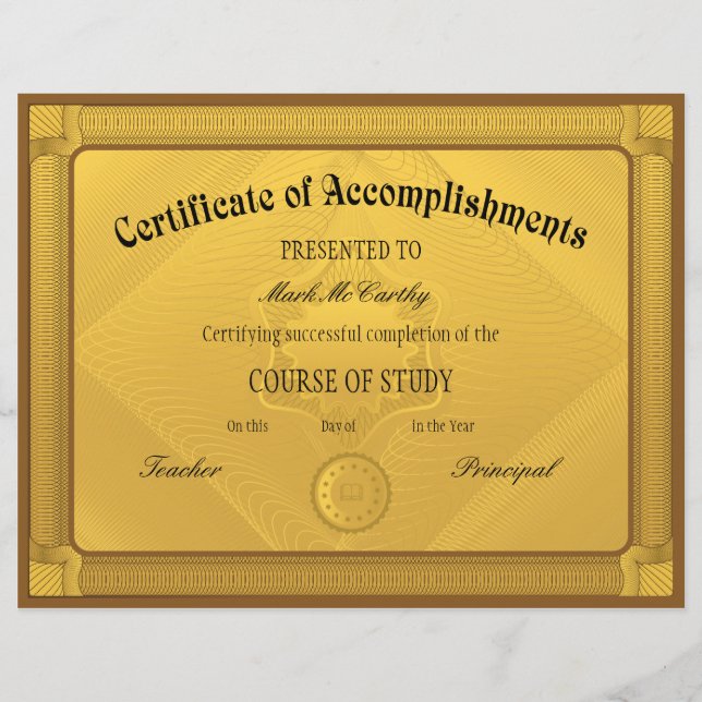 Certificate of Accomplishment Template Flyer (Front)