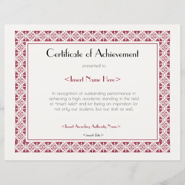 Certificate of Achevement (Front)