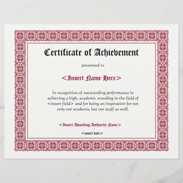 Certificate of Achevement (Front)
