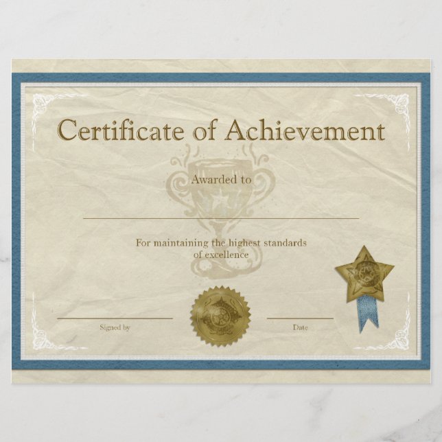 Certificate of Achievement (Front)