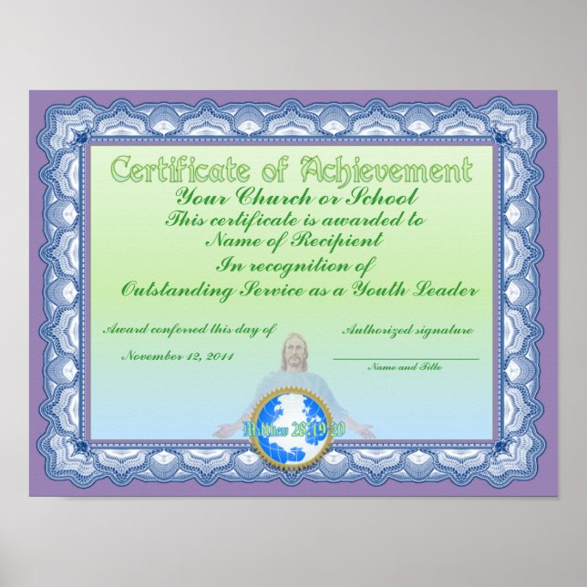Certificate of Acievement (Christian) Poster (Front)