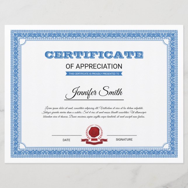 Certificate of Appreciation (Front)