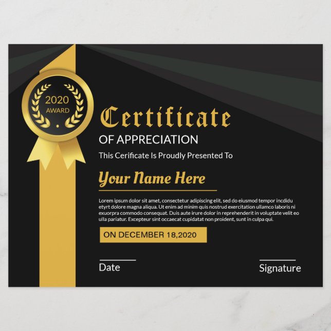 Certificate Of Appreciation (Front)