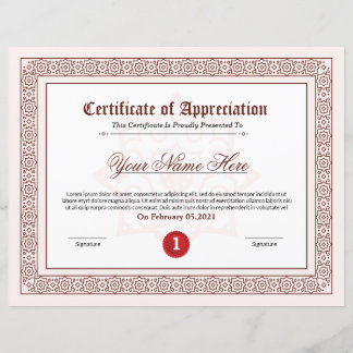 Certificate Of Appreciation