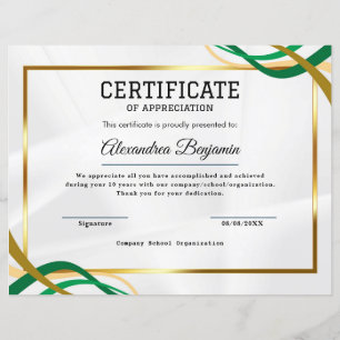 Certificate of appreciation