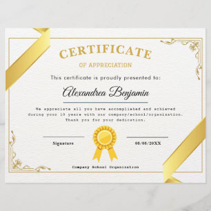 certificate of appreciation