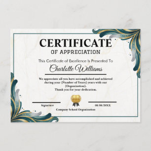 Certificate of Appreciation Editable Award Templat