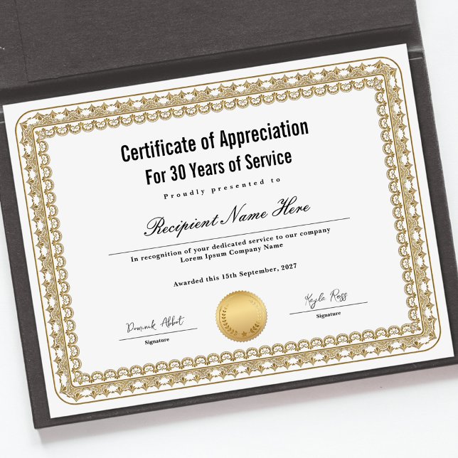 Certificate of Appreciation for Years of Service (Certificate of Appreciation for Years of Service)
