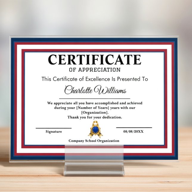 Certificate of Appreciation Patriotic Wall Art (Creator Uploaded)