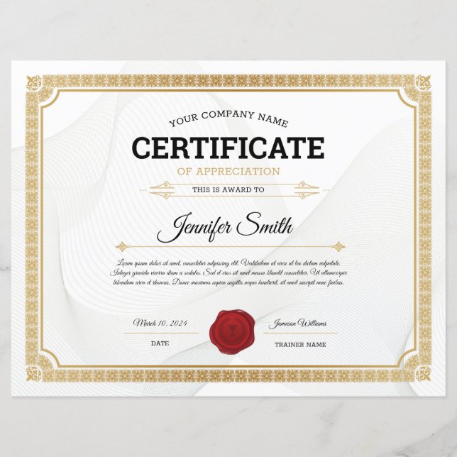 Certificate Of Appreciation Template (Front)