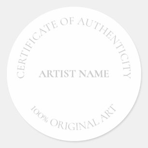 Certificate of Authenticity Art Customisable Clas Classic Round Sticker