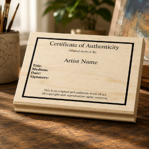 Certificate of Authenticity Art Template Rubber St Stamp