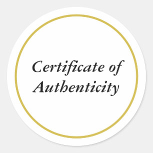 Certificate of Authenticity Classic Round Sticker