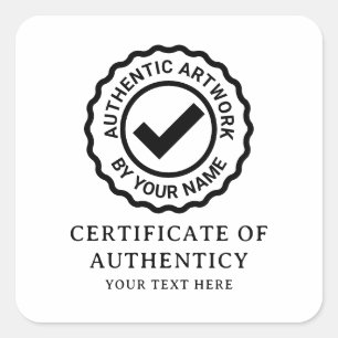 Certificate of Authenticity custom artist sticker