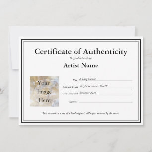 Certificate of Authenticity Fill In Template