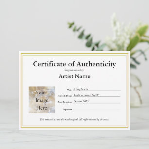 Certificate of Authenticity Fill In Template