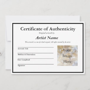 Certificate of Authenticity for Art with Photo Invitation