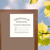 certificate of authenticity sticker, gallery art