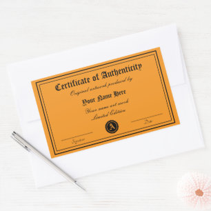 Certificate of authenticity template artwork rectangular sticker