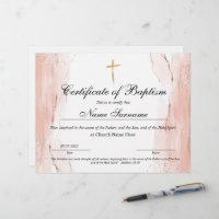 Certificate of Baptism, Baby Dedication